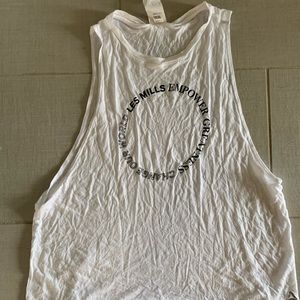 Les Mills white workout tank top